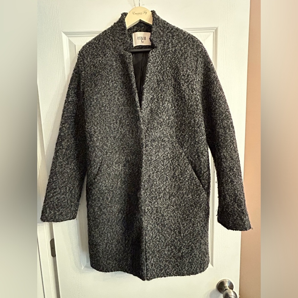 Envii Scandi Style Dark Grey Melange Boucle Style Coat